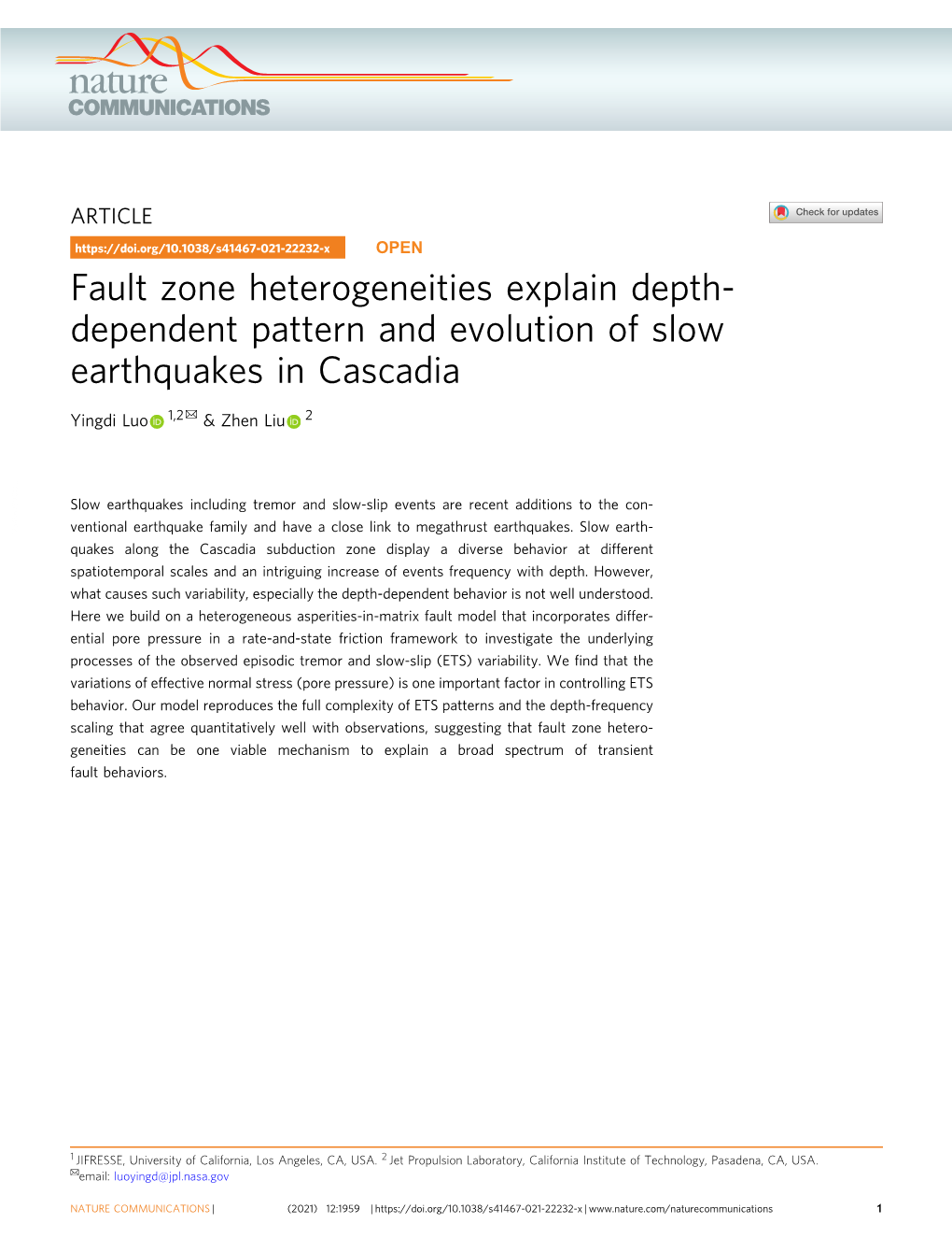 Fault Zone Heterogeneities Explain Depth-Dependent Pattern And