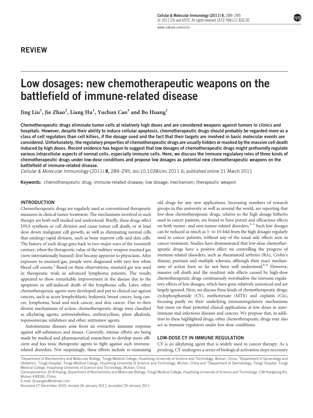 New Chemotherapeutic Weapons on the Battlefield of Immune-Related Disease