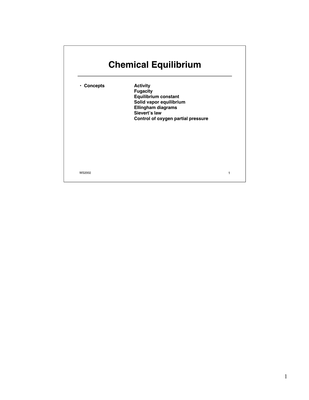 Chemical Equilibrium