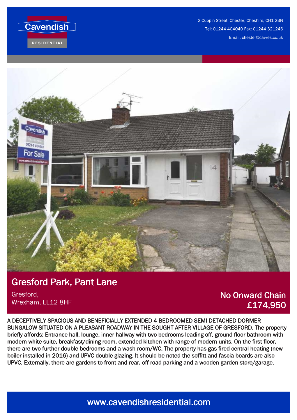 Gresford Park, Pant Lane Gresford, No Onward Chain Wrexham, LL12 8HF £174,950