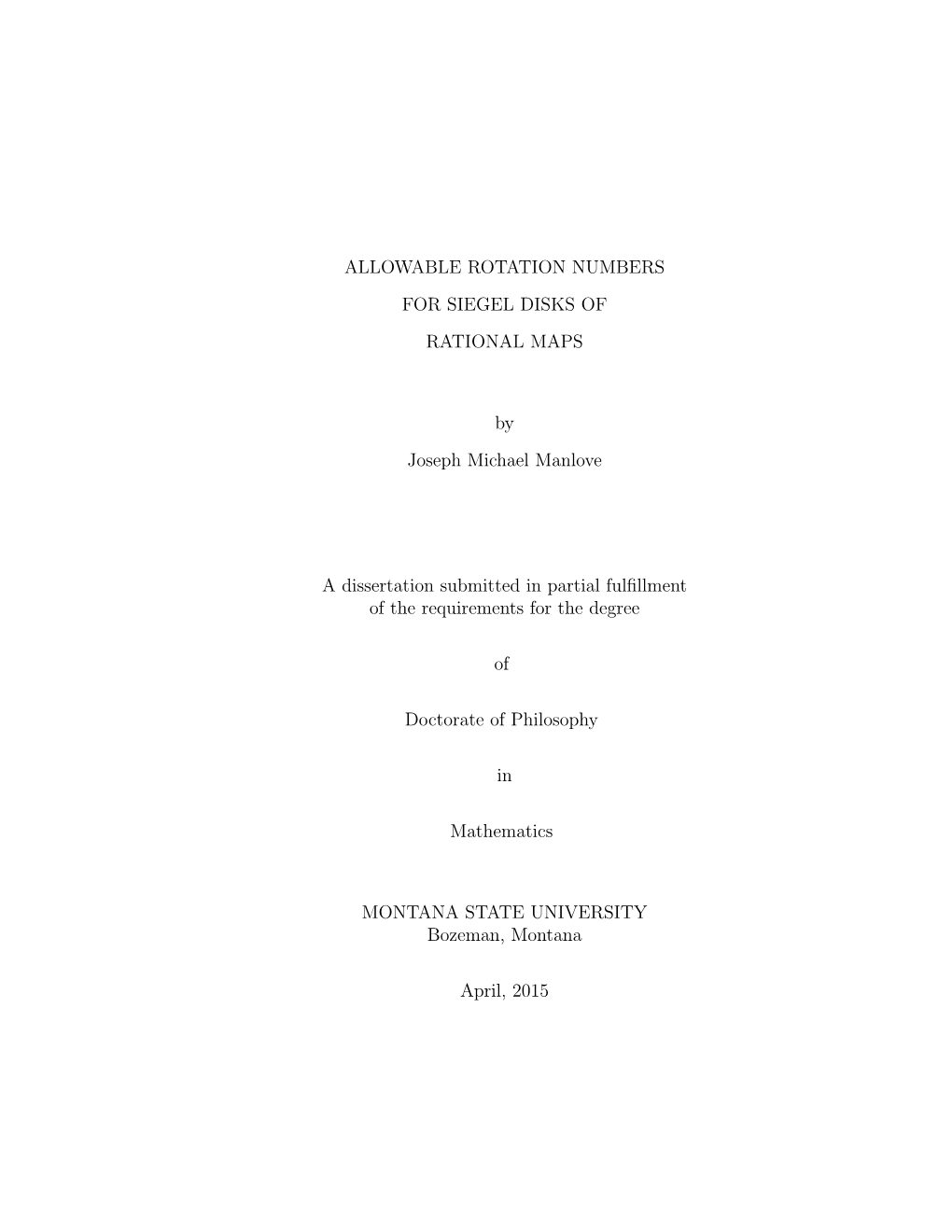 Allowable Rotation Numbers for Siegel Disks of Rational Maps