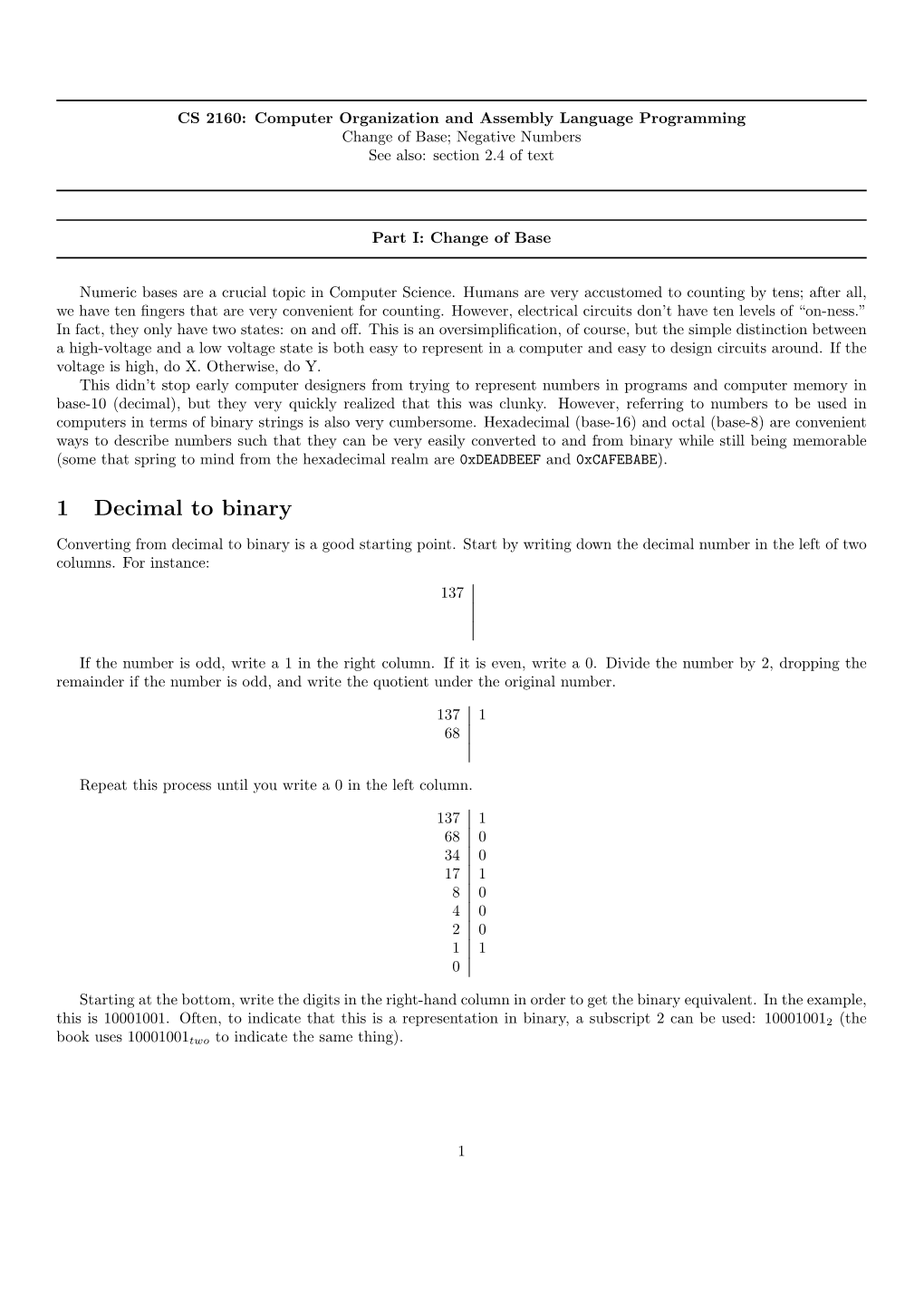 1 Decimal to Binary