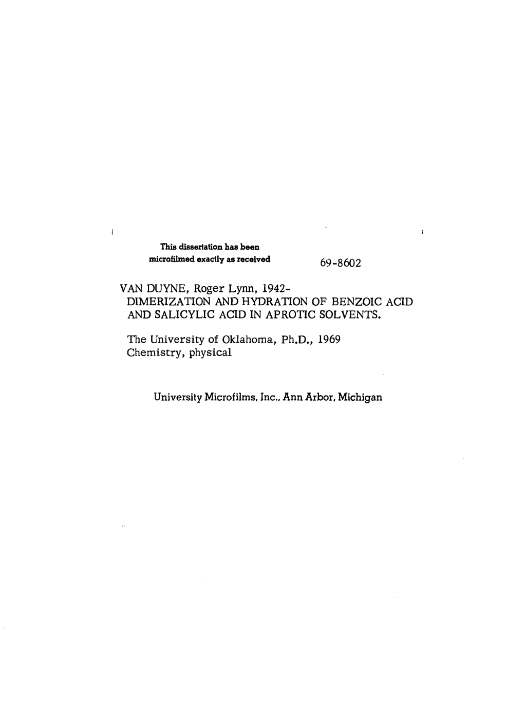 Dimerization and Hydration of Benzoic Acid and Salicylic Acid in Aprotic Solvents