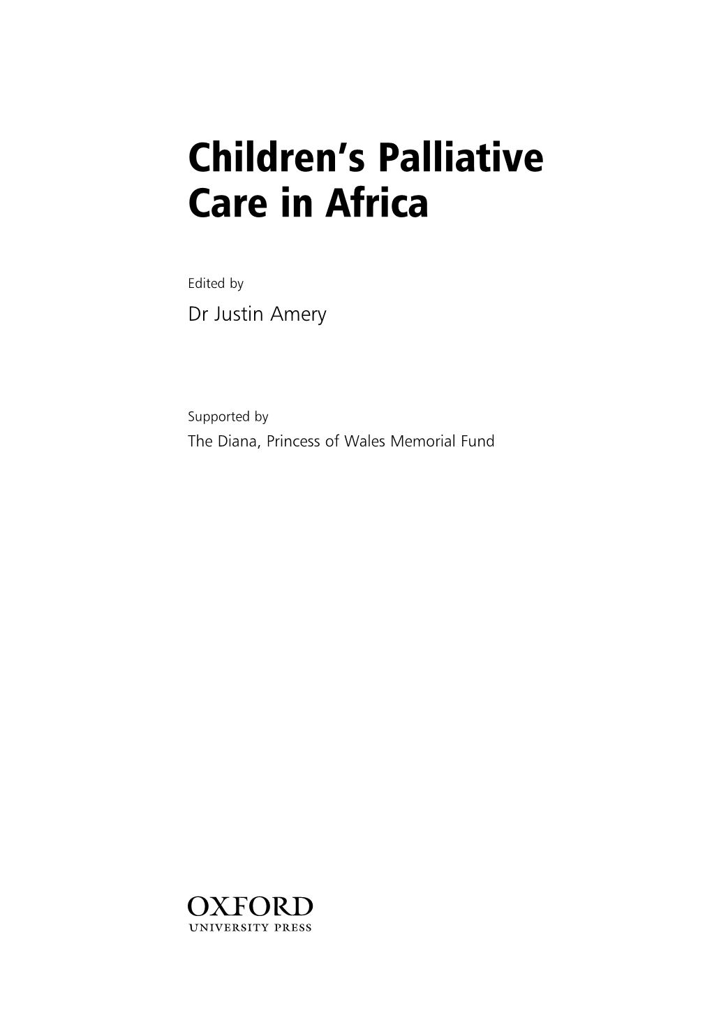 Children's Palliative Care in Africa