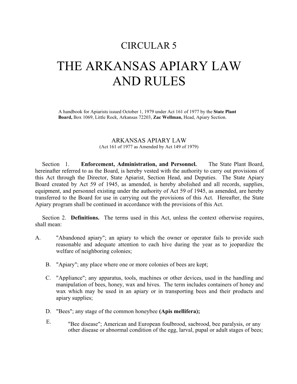 Apiary Law & Rules