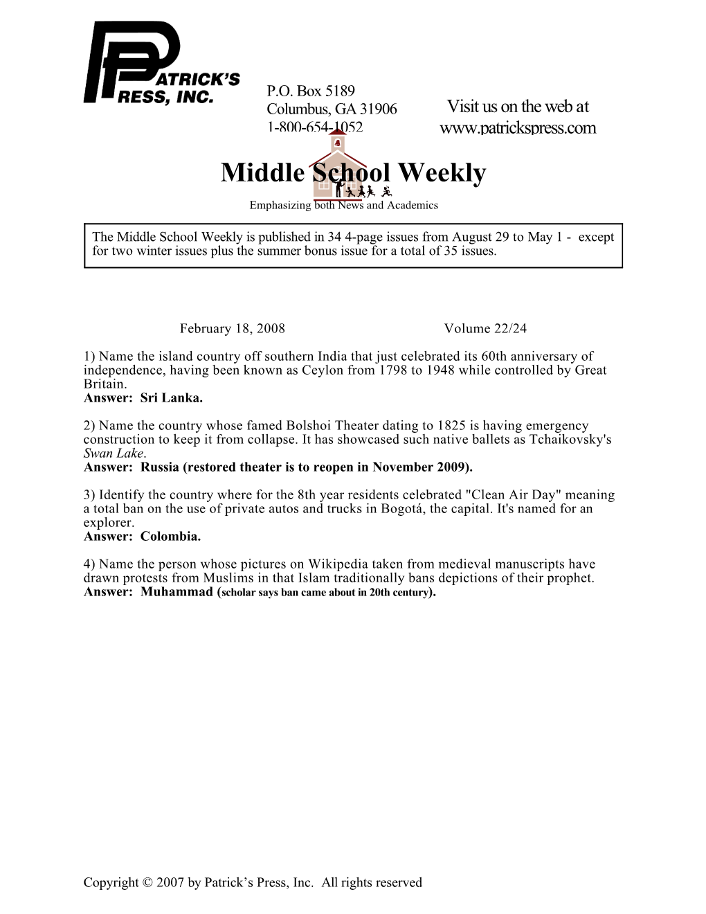 Middle School Weekly