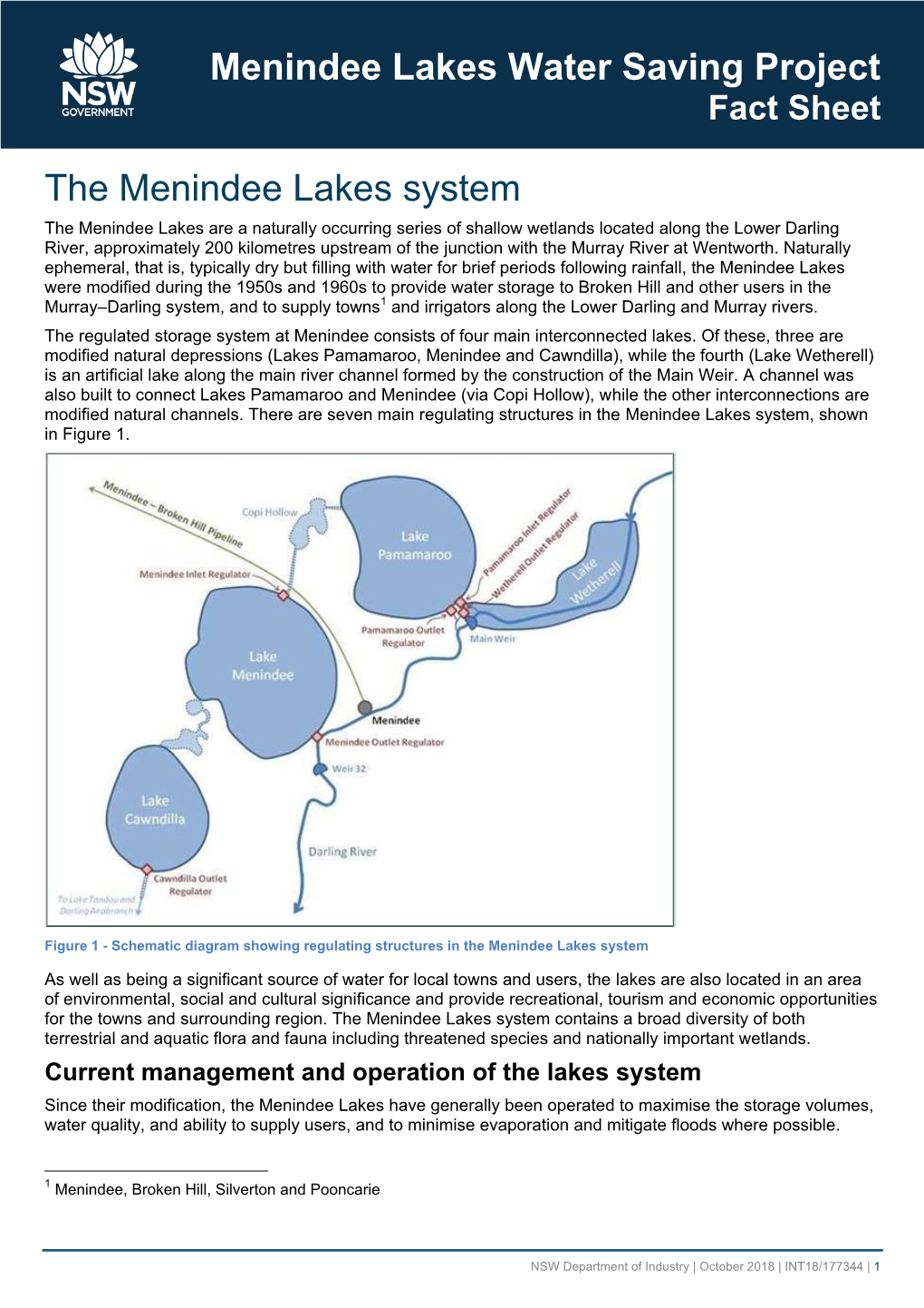 The Menindee Lakes System—Fact Sheet