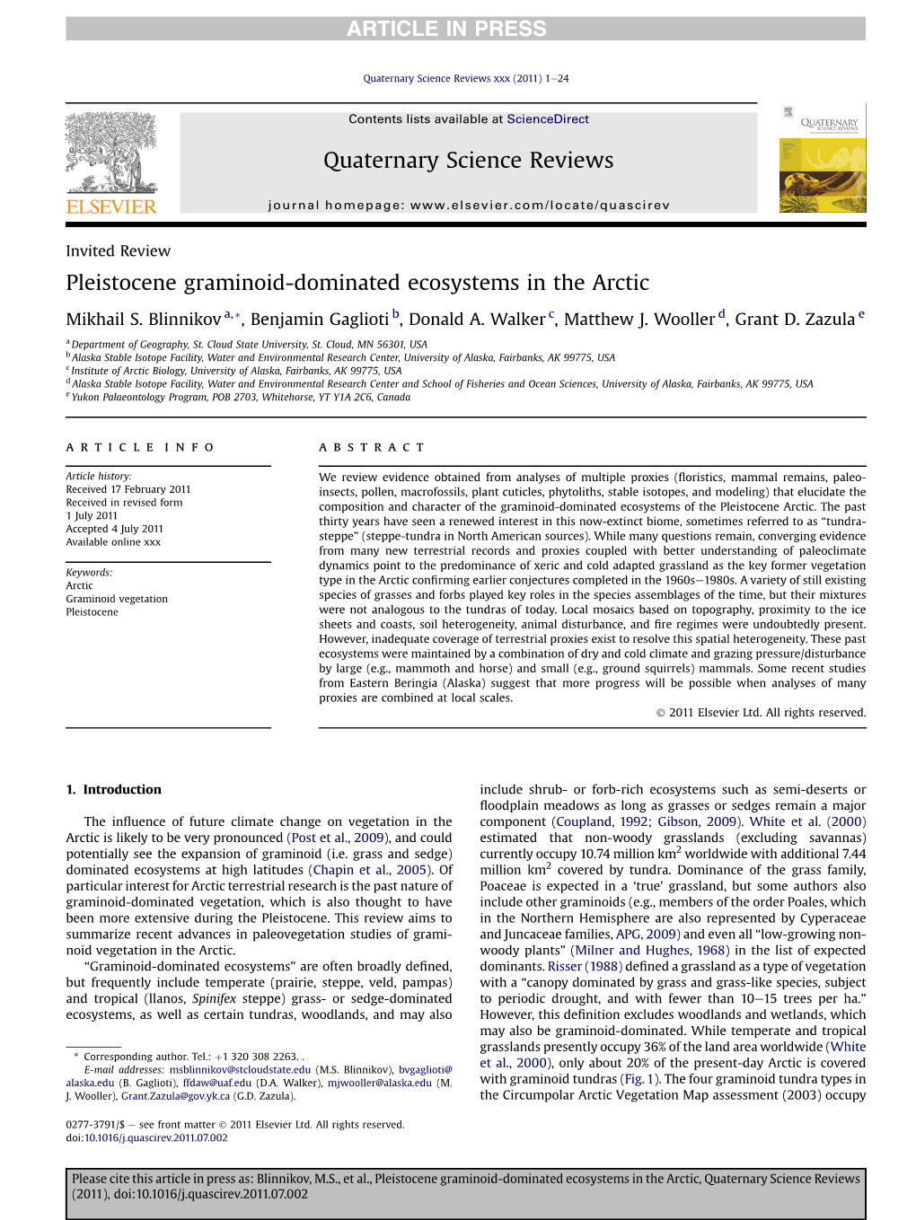 Pleistocene Graminoid-Dominated Ecosystems in the Arctic