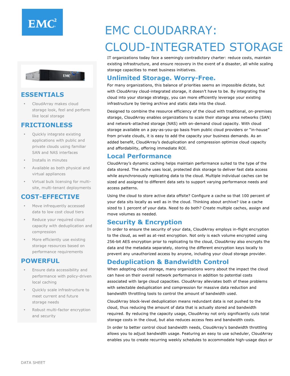 EMC Cloudarray Data Sheet