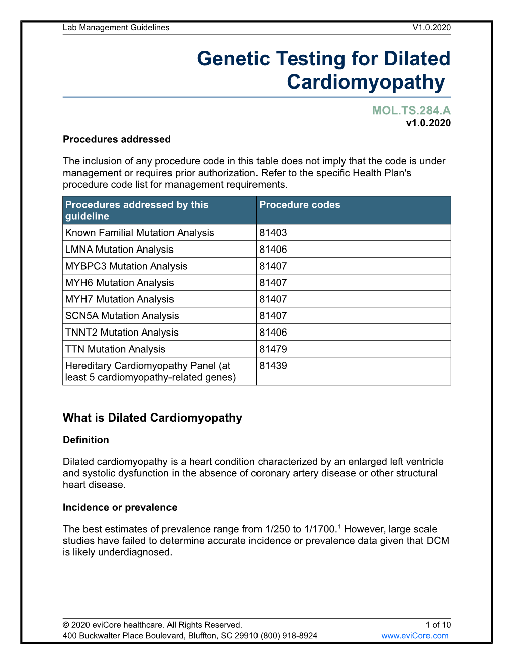 Genetic Testing for Dilated Cardiomyopathy