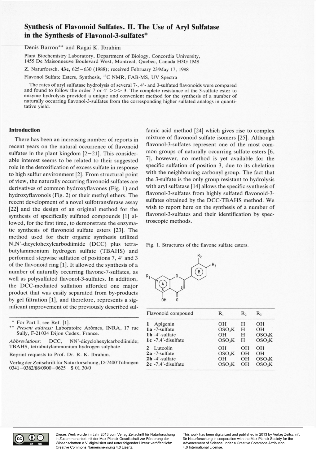 Synthesis of Flavonoid Sulfates. II. the Use of Aryl Sulfatase in the Synthesis of Flavonol-3-Sulfates*