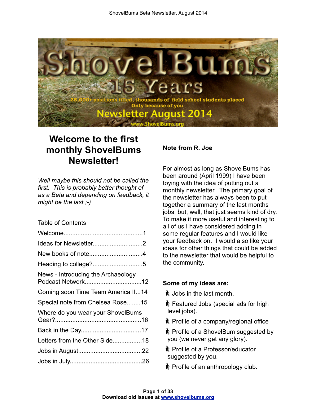 August 2014 Newsletter