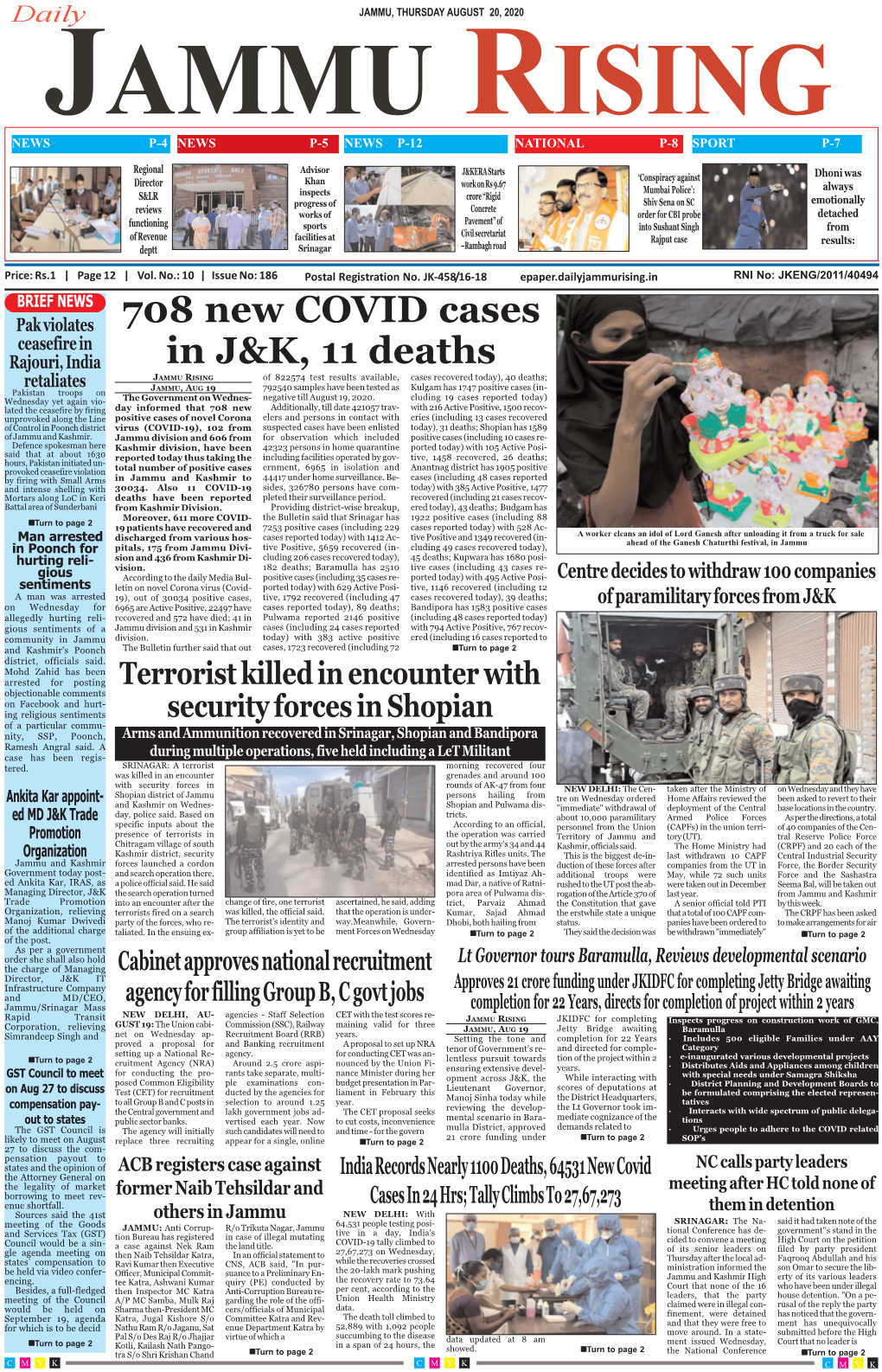 708 New COVID Cases in J&K, 11 Deaths