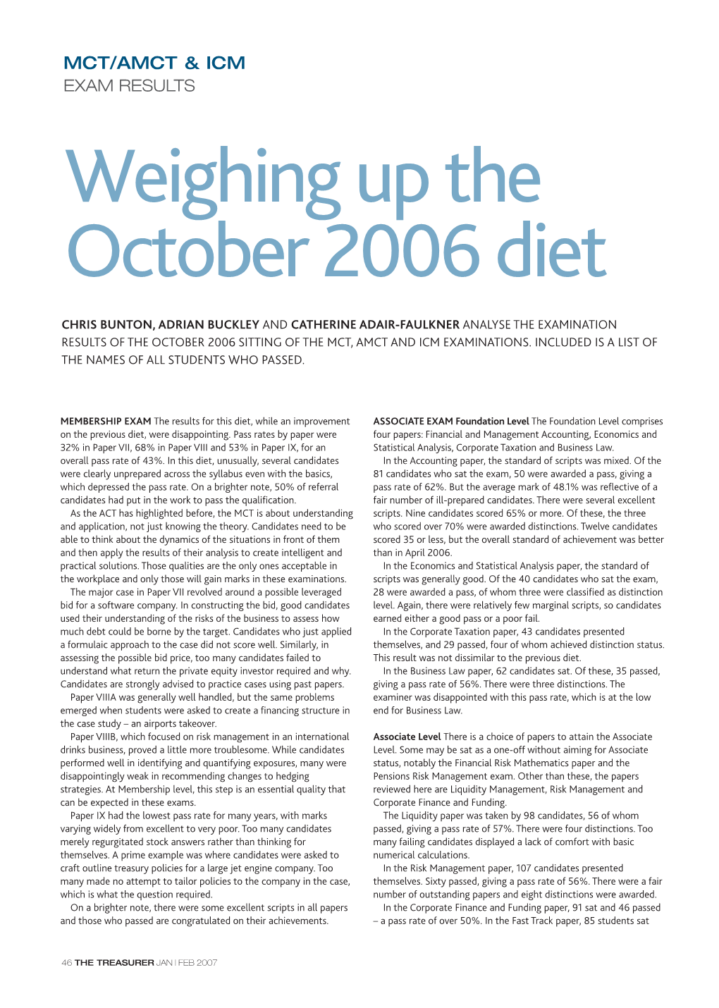 Weighing up the October 2006 Diet