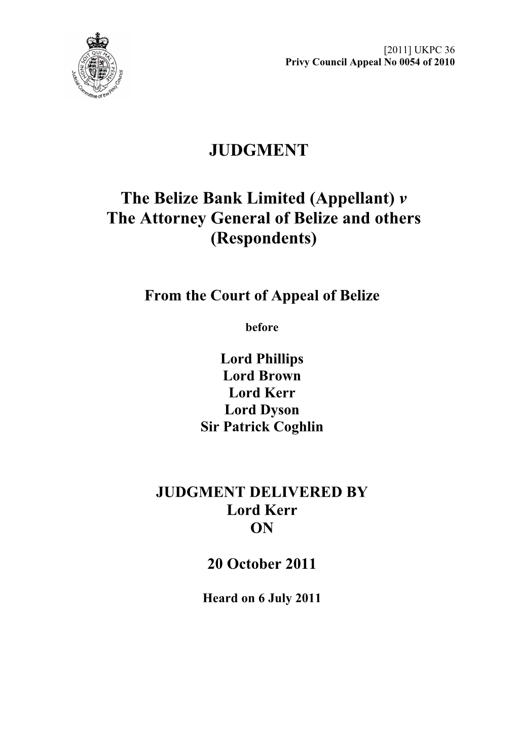 Belize Bank V Attorney General