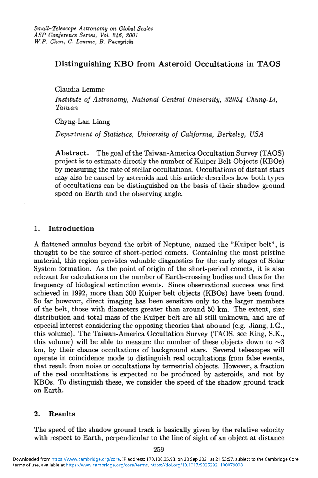 Distinguishing KBO from Asteroid Occultations in TAOS Claudia