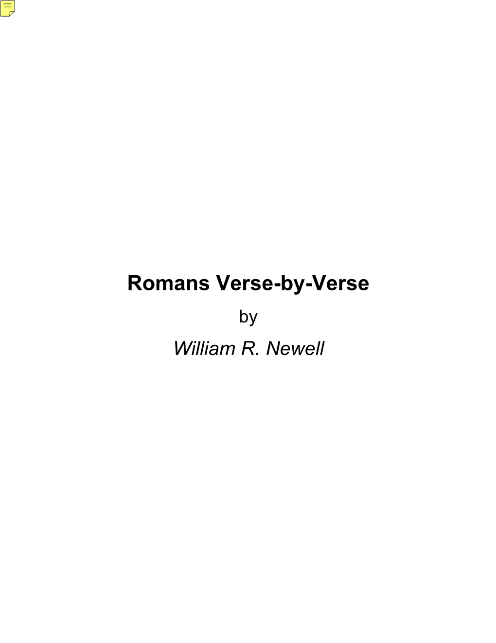 Romans Verse-By-Verse by William R
