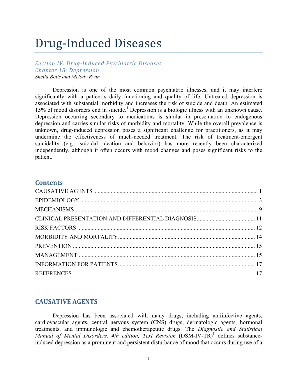 Drug-Induced Diseases: Depression