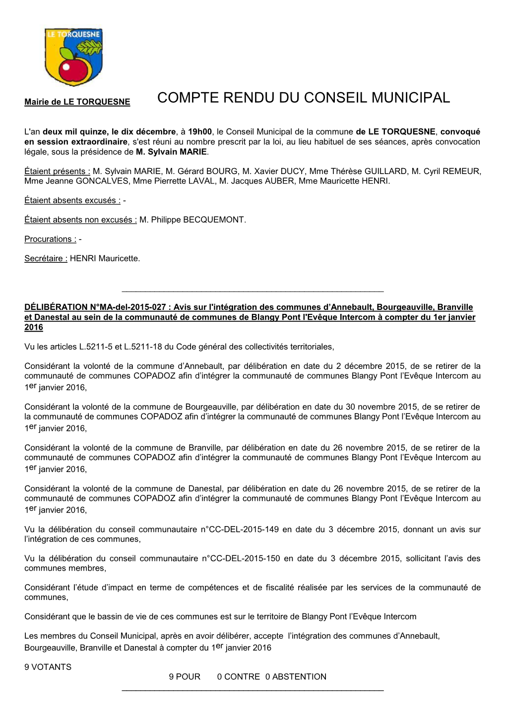 Compte Rendu Du Conseil Municipal