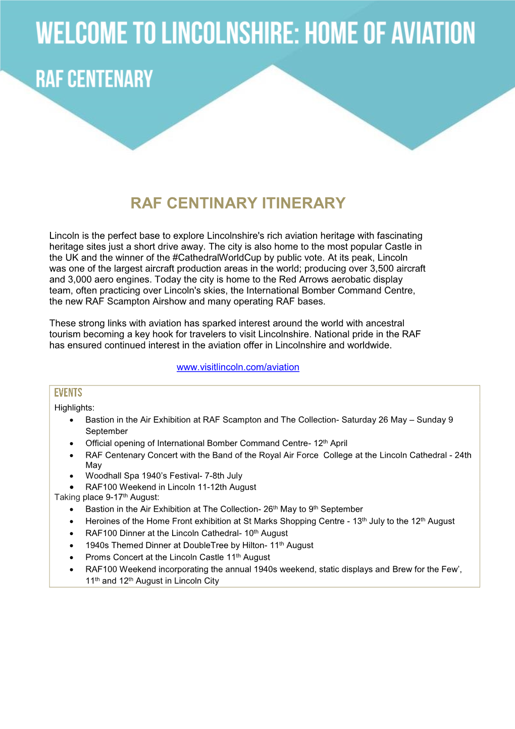 Download a Suggested RAF Centenary Itinerary