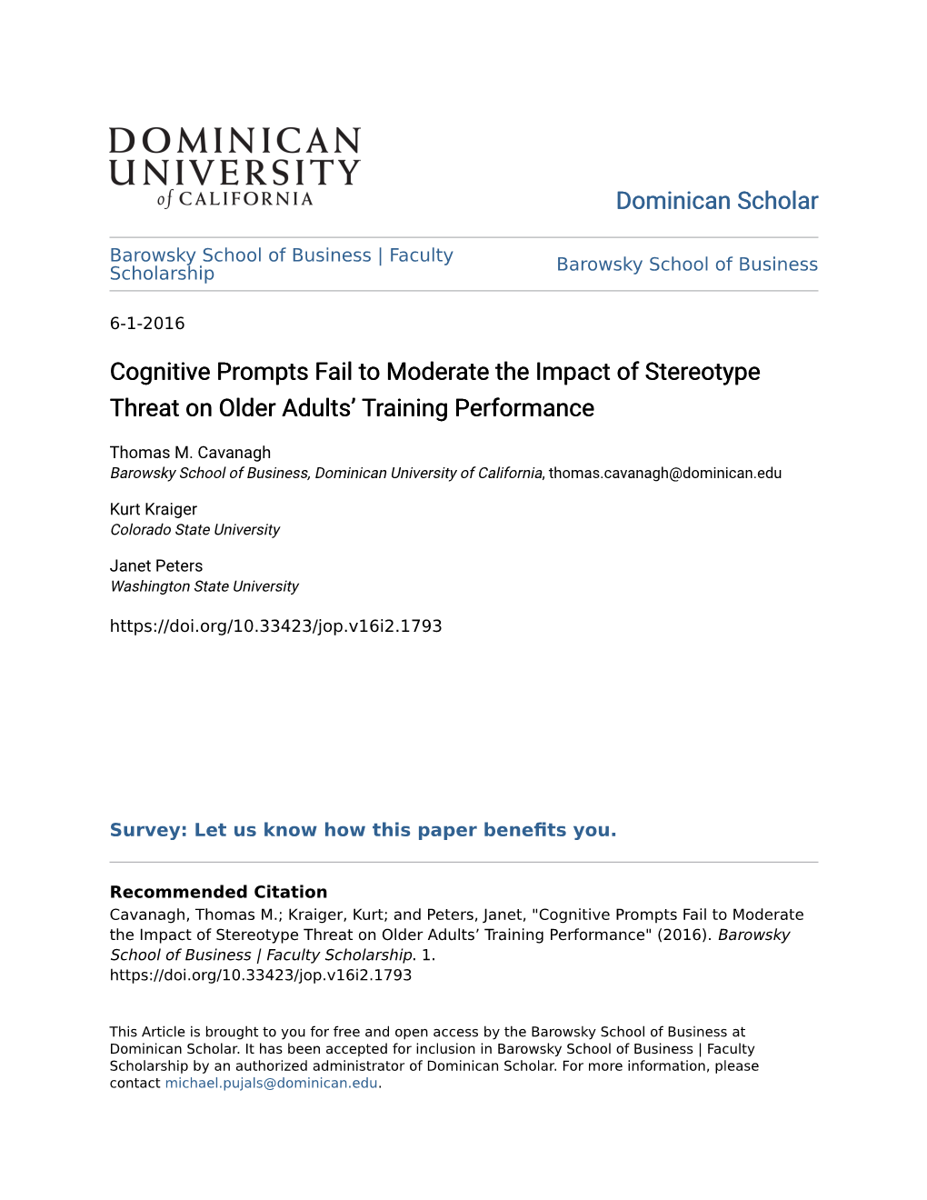 Cognitive Prompts Fail to Moderate the Impact of Stereotype Threat on Older Adults’ Training Performance