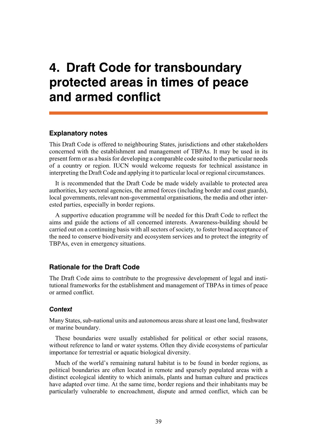 4. Draft Code for Transboundary Protected Areas in Times of Peace and Armed Conflict