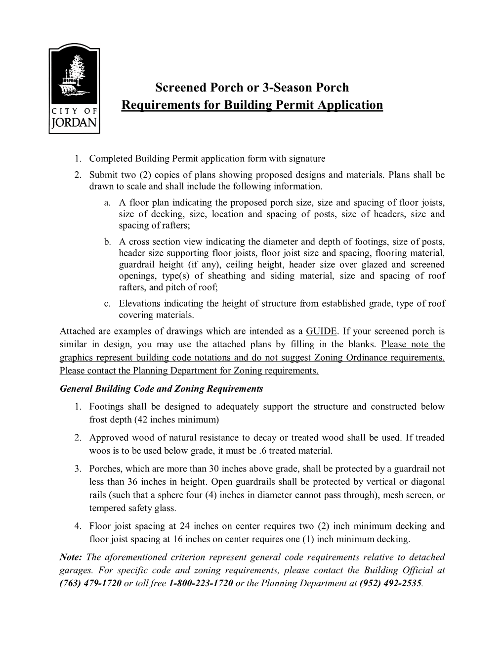 Screened Porch Or 3-Season Porch Requirements for Building Permit Application