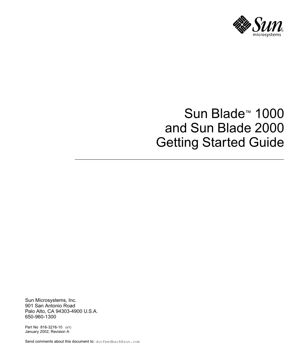 Sun Blade 1000 and Sun Blade 2000 Getting Started Guide