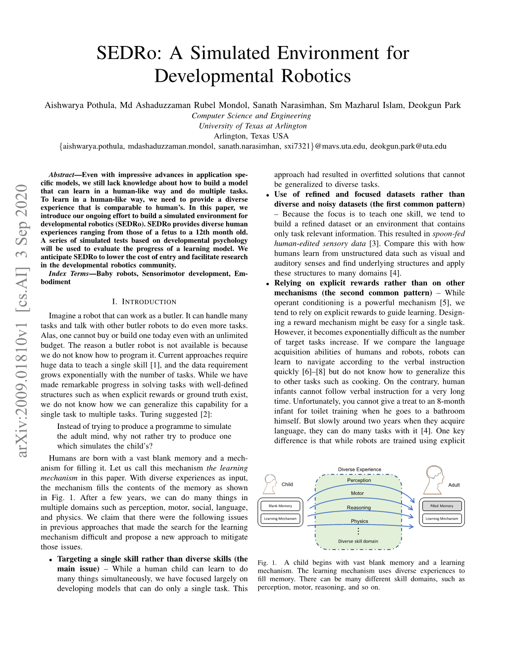 A Simulated Environment for Developmental Robotics