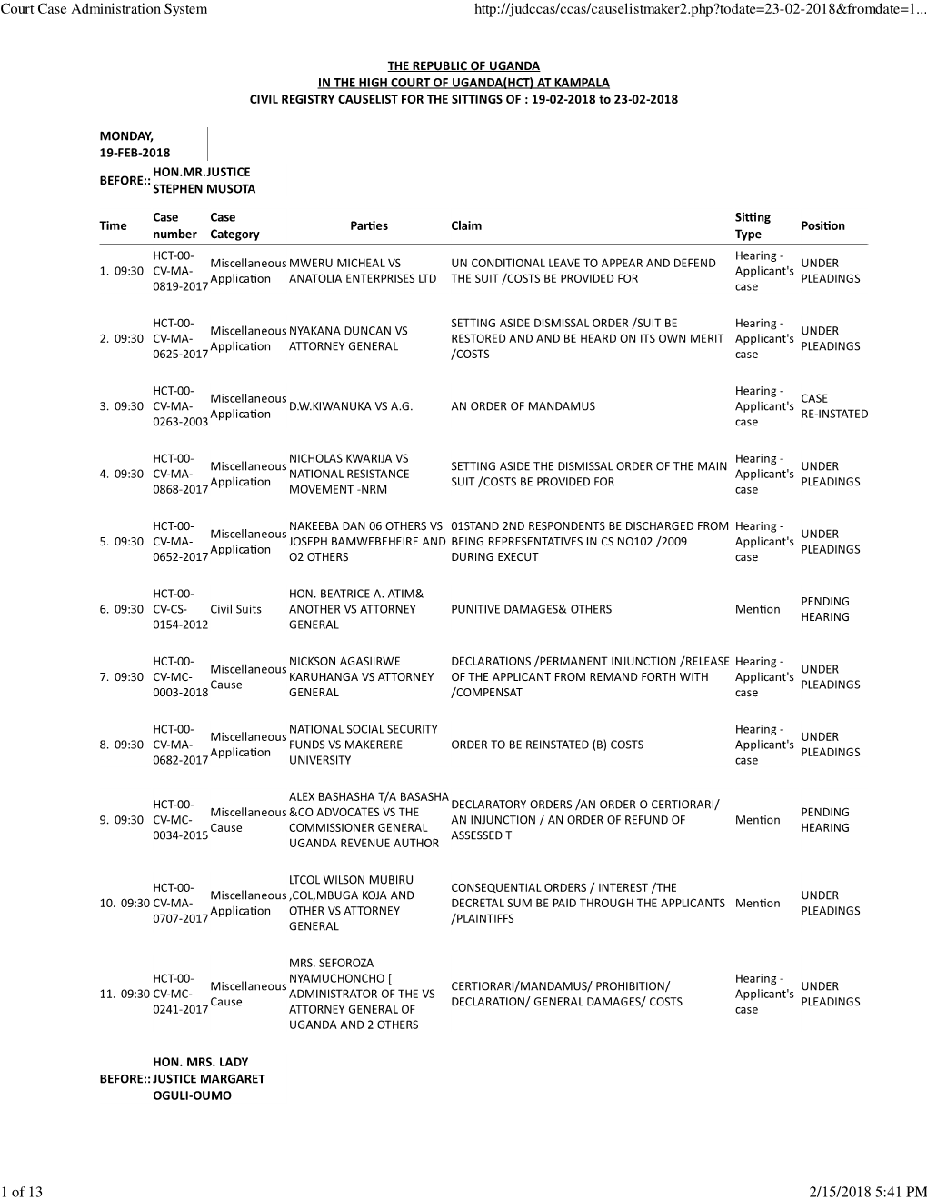 Court Case Administration System