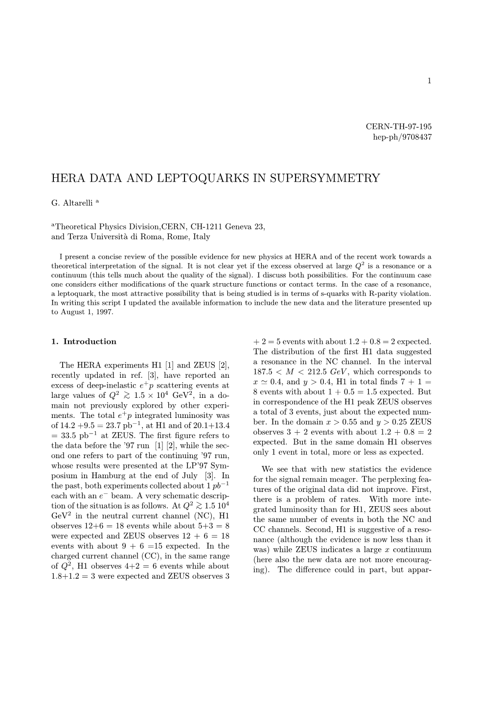 Hera Data and Leptoquarks in Supersymmetry