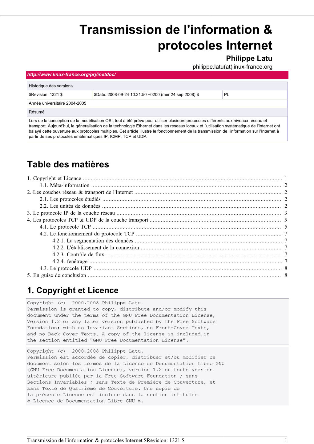 Transmission De L'information & Protocoles Internet