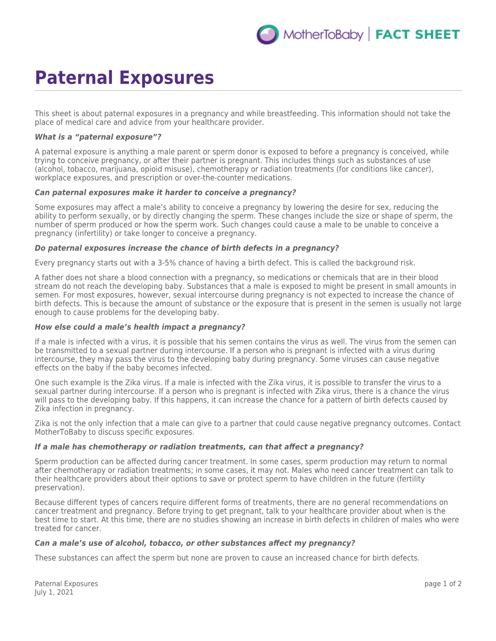 Paternal Exposures