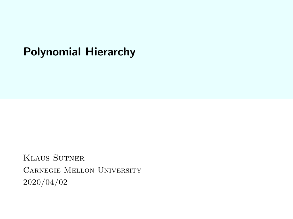 Polynomial Hierarchy