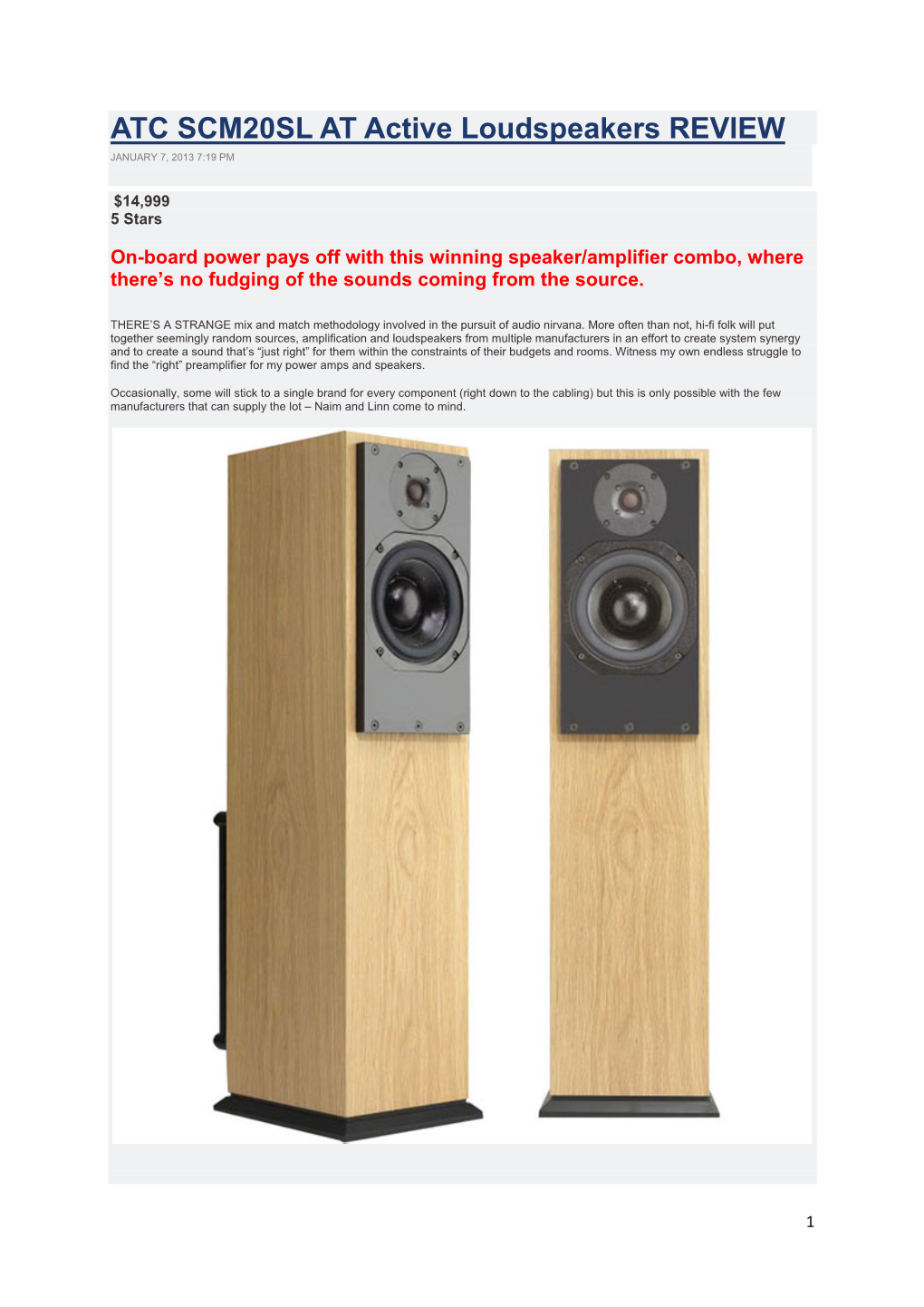 ATC SCM20SL at Active Loudspeakers REVIEW JANUARY 7, 2013 7:19 PM