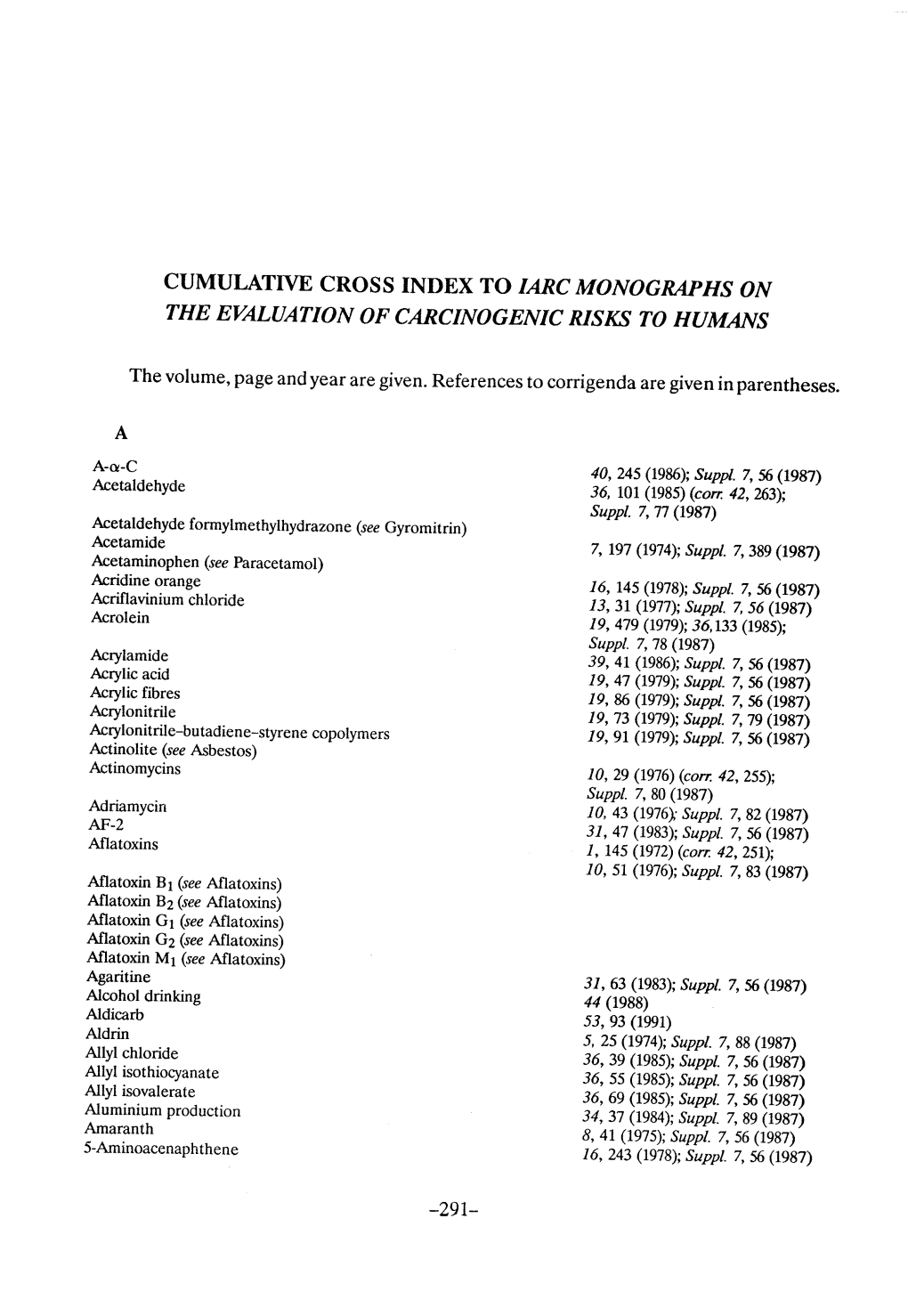 Cumulative Index to the Monographs Series