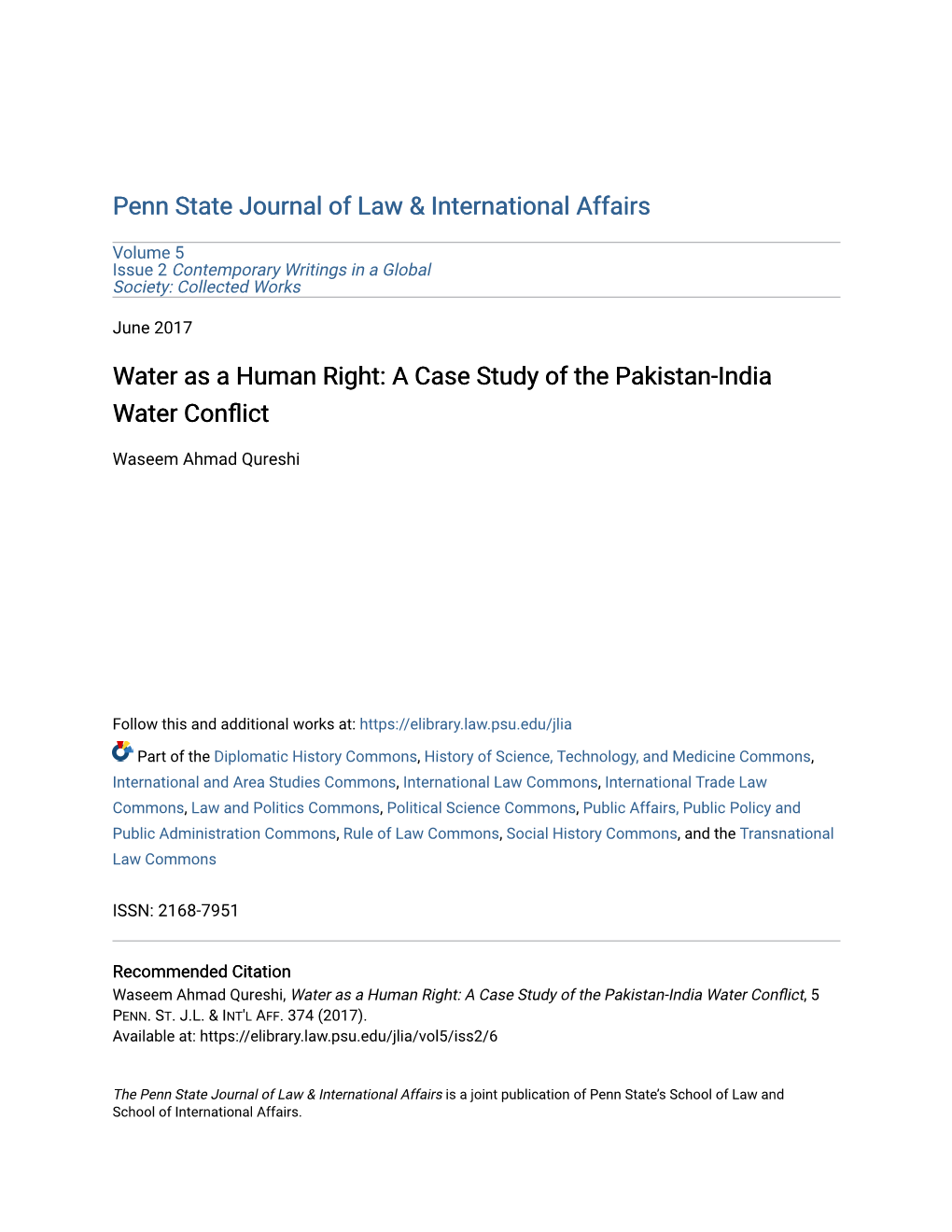 A Case Study of the Pakistan-India Water Conflict