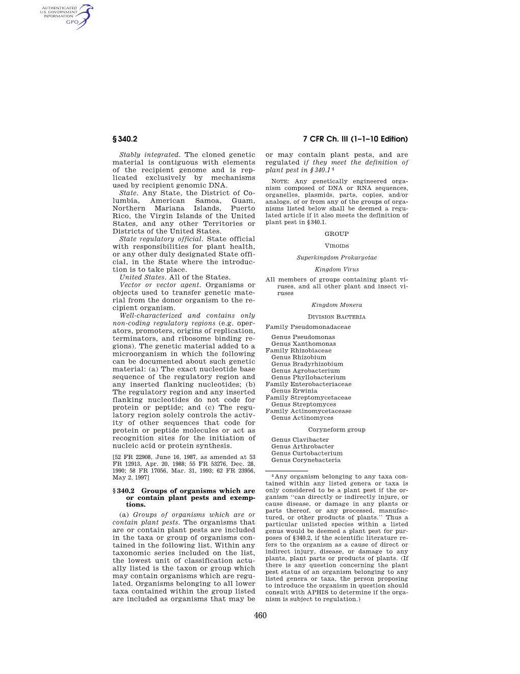 7 CFR Ch. III (1–1–10 Edition) § 340.2