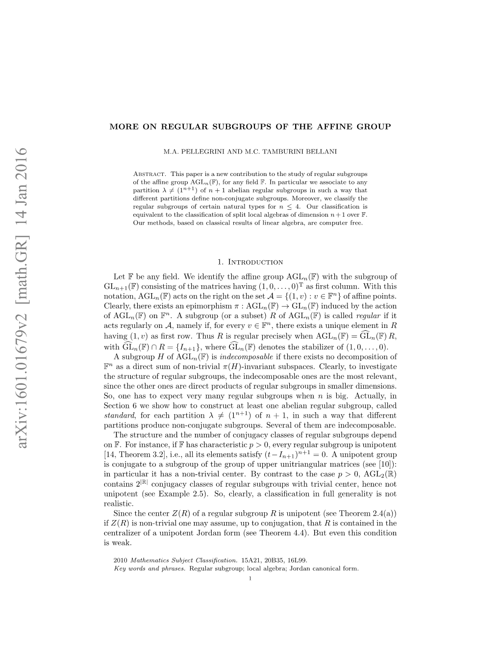 More on Regular Subgroups of the Affine Group 3