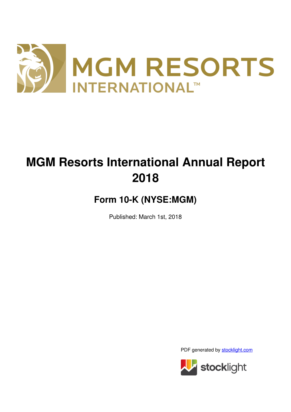 MGM Resorts International Annual Report 2018