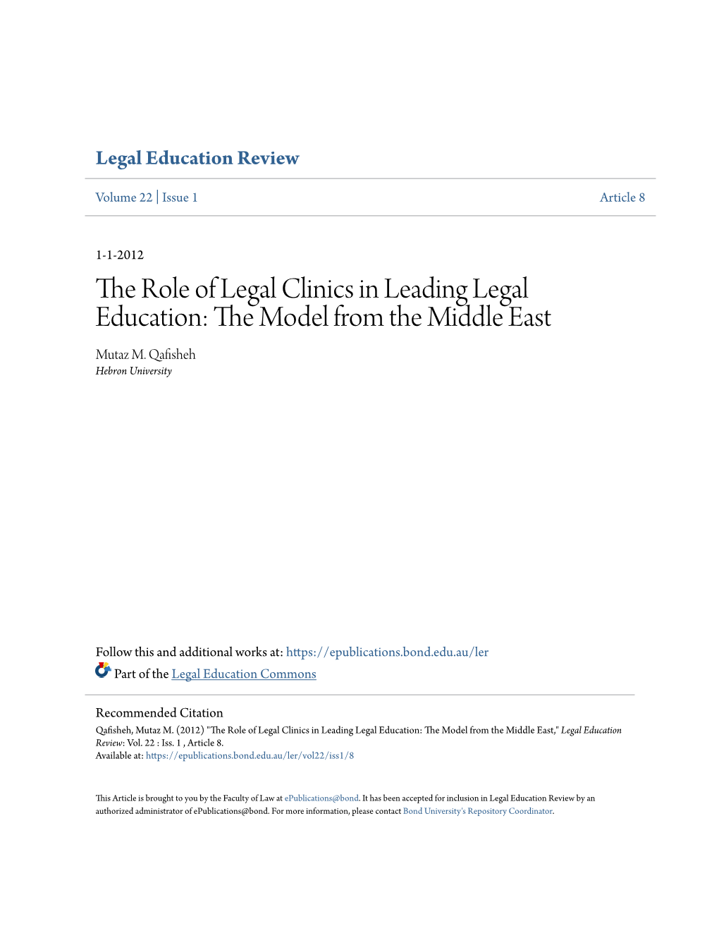 The Role of Legal Clinics in Leading Legal Education: the Model From