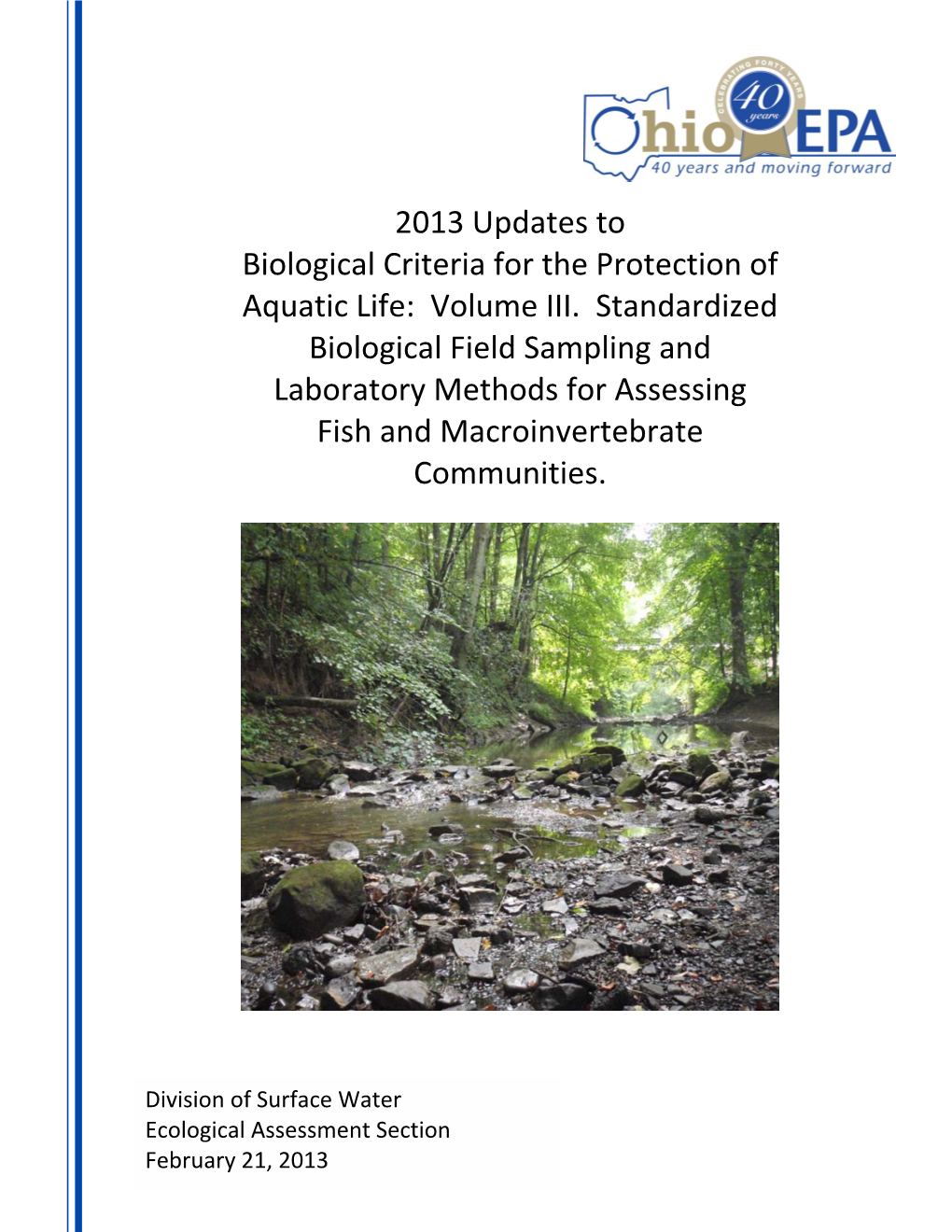 2013 Updates to Biological Criteria for the Protection of Aquatic Life: Volume III