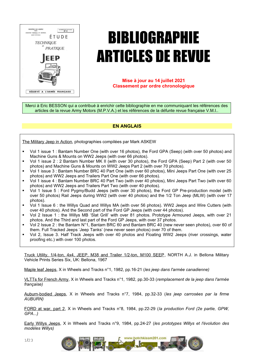 Bibliographie Articles De Revue