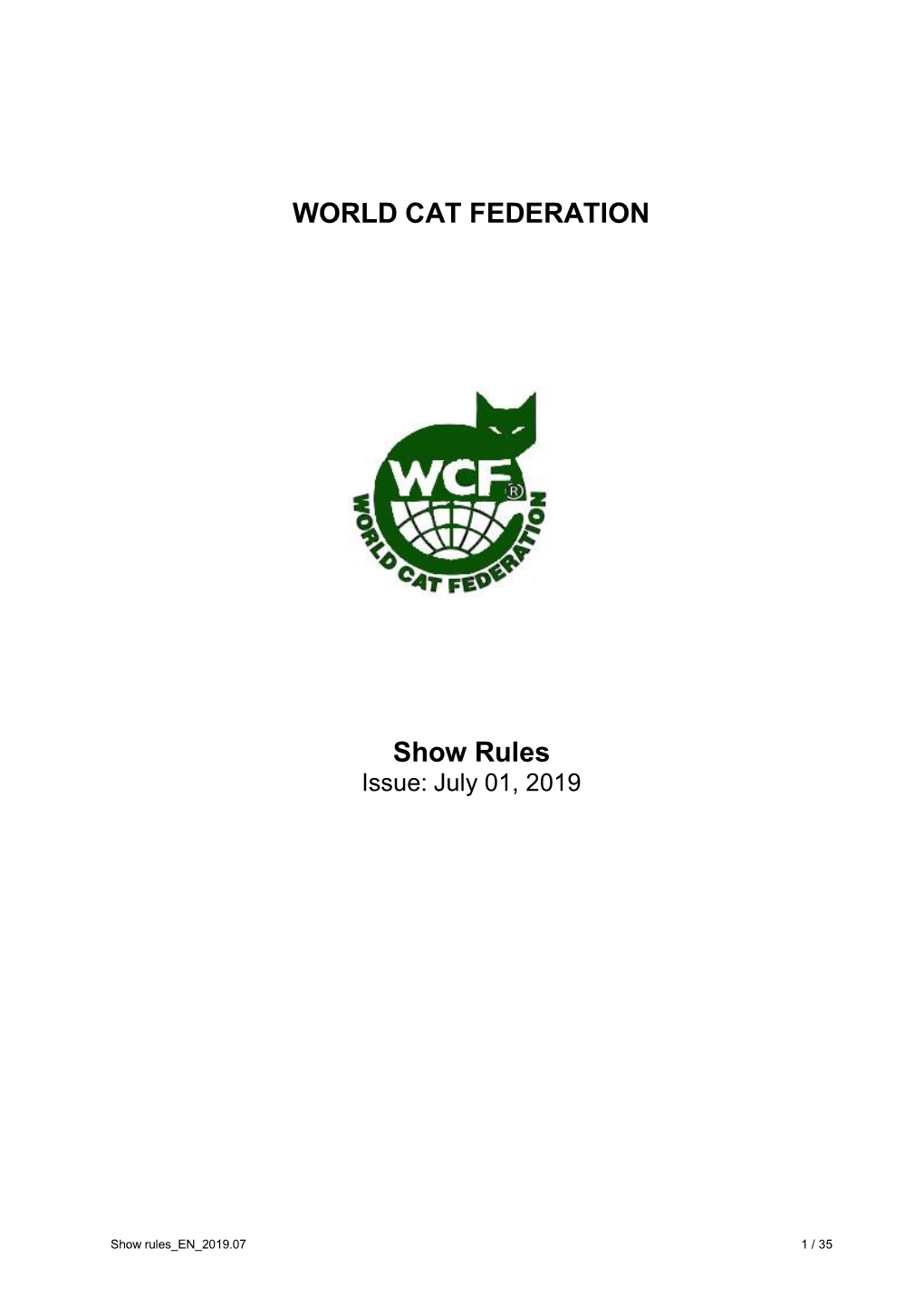 WORLD CAT FEDERATION Show Rules