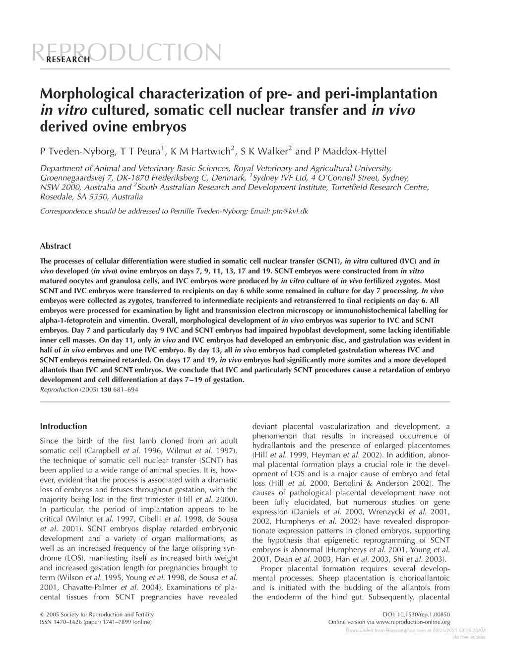 Morphological Characterization of Pre-And Peri-Implantation in Vitro