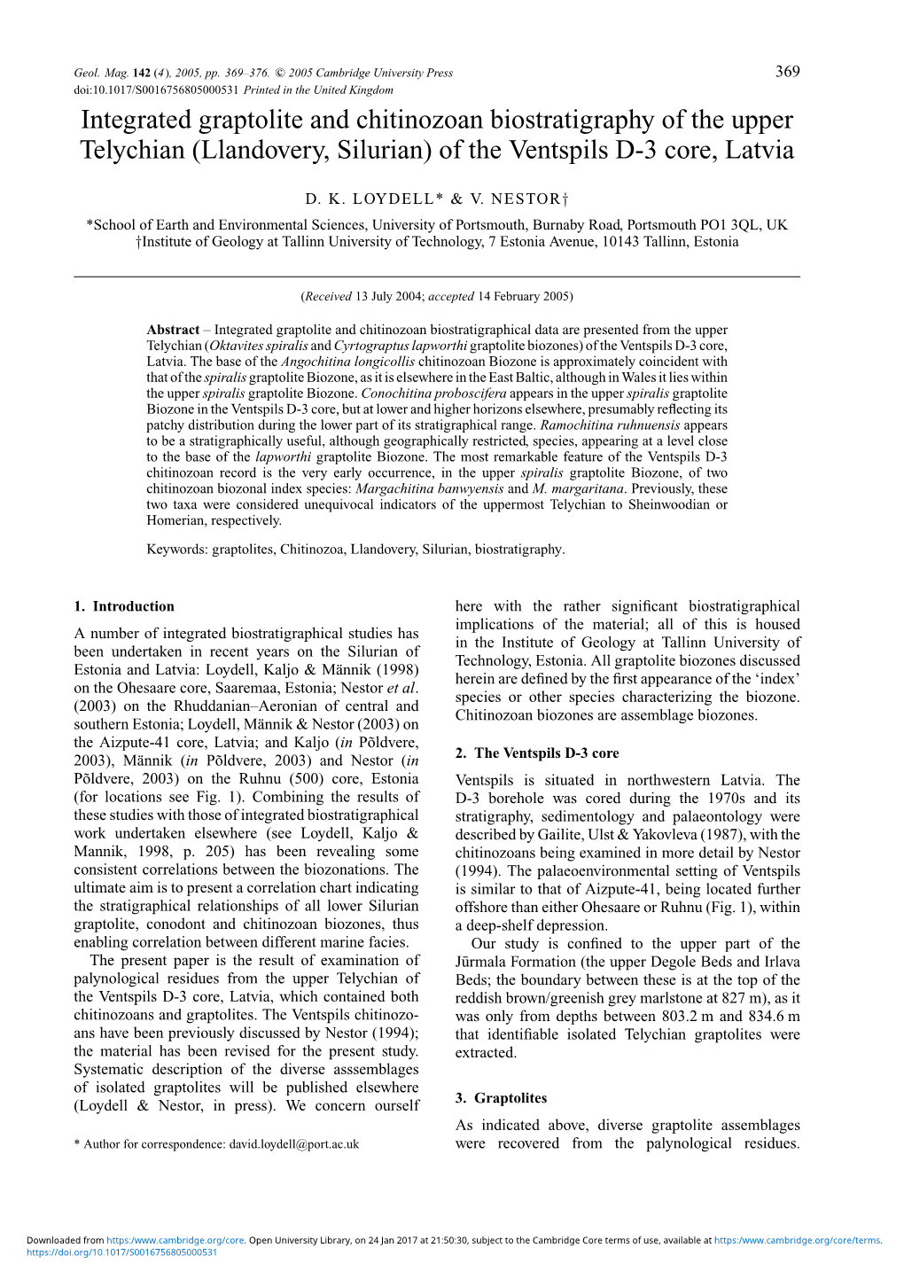 Integrated Graptolite and Chitinozoan Biostratigraphy of the Upper Telychian (Llandovery, Silurian) of the Ventspils D-3 Core, Latvia