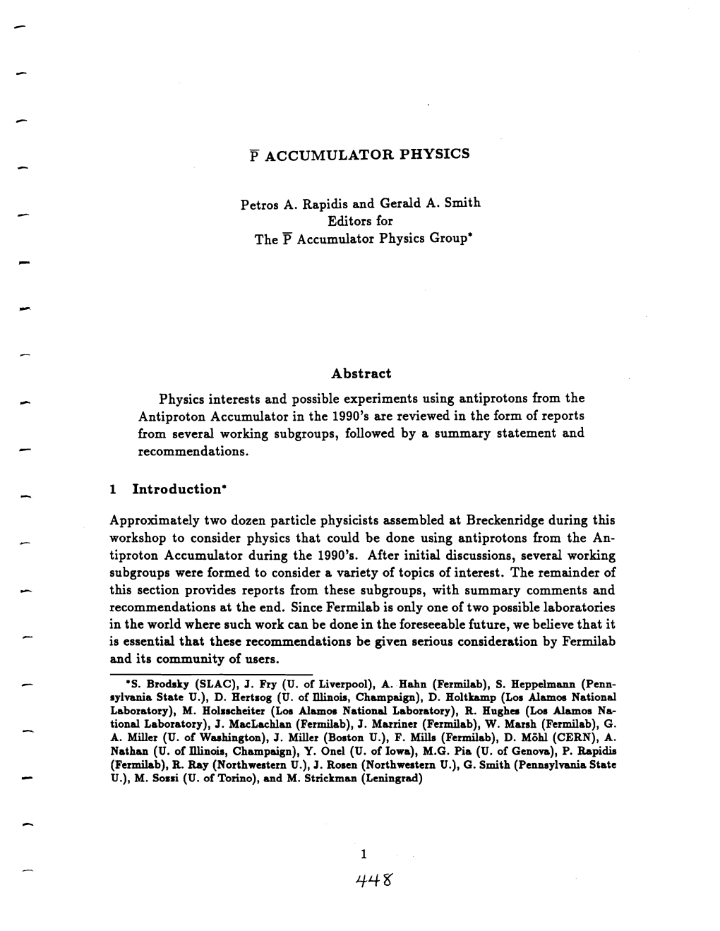 P ACCUMULATOR PHYSICS Abstract Introduction·