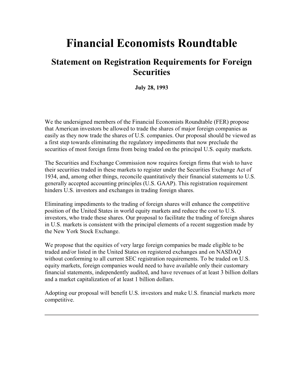 Registration Requirements for Foreign Securities