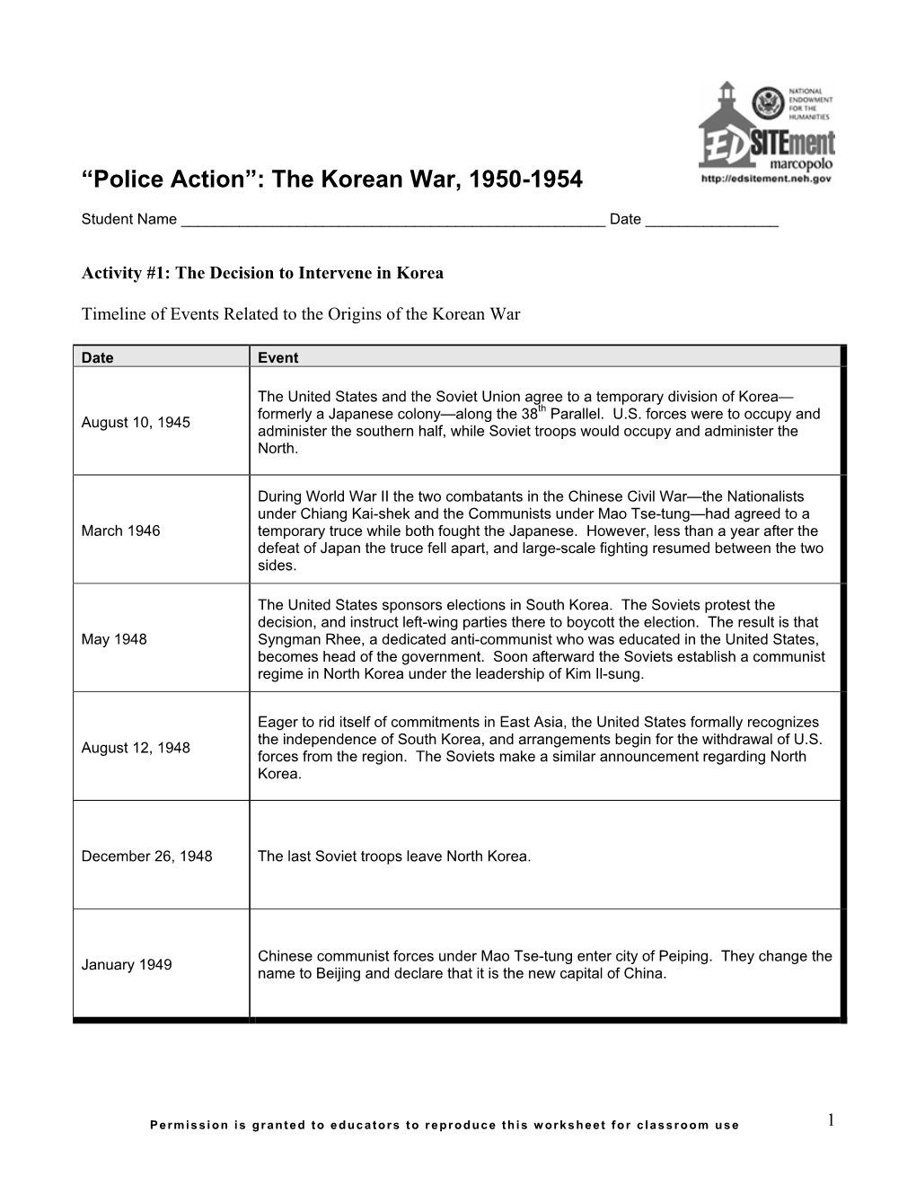 “Police Action”: the Korean War, 1950-1954