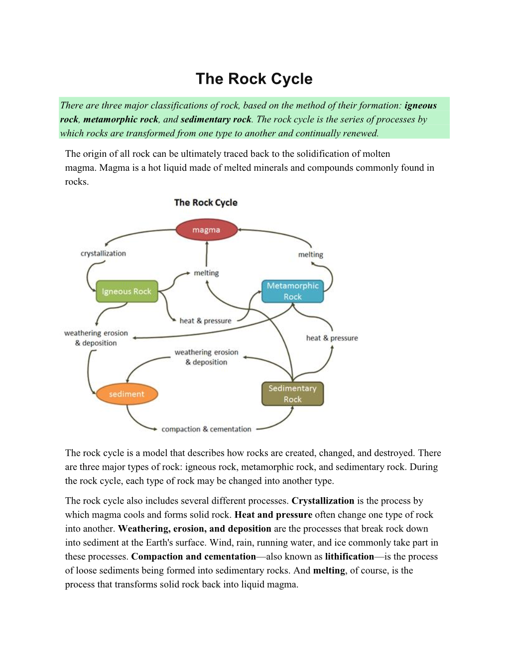 The Rock Cycle